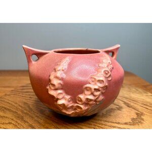 Vintage 1942 Roseville USA Pottery Foxglove Pink  Rose Bowl Vase 418-4